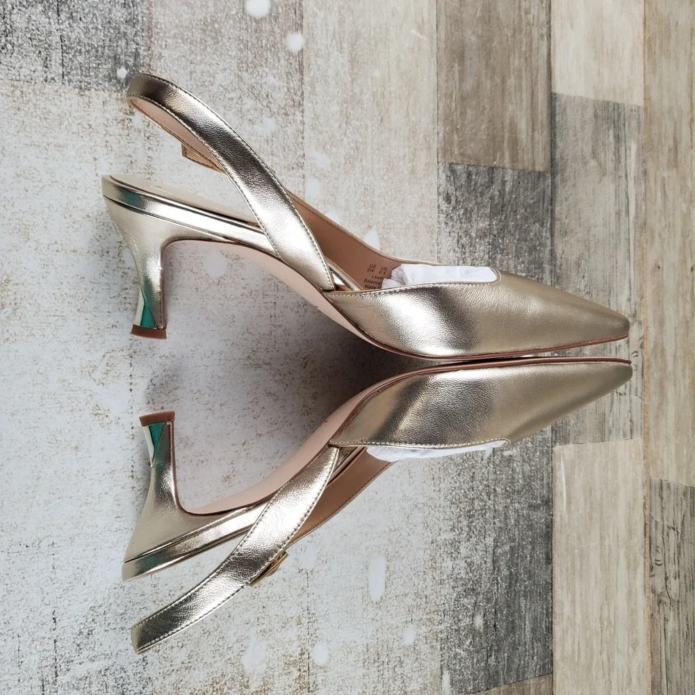 Naturalizer 27 Edit Felicia 4 Women Pump Sz 9 Gold Leather Slingback Pointed Toe